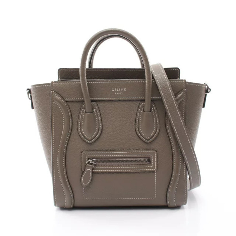Celine Luggage Tote Shopper Handbag Leather Gray